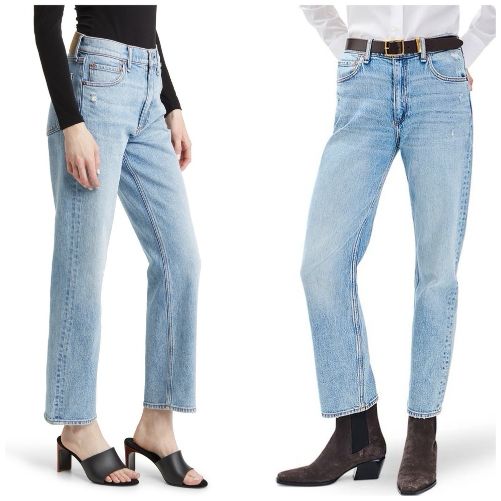 Rag & Bone Harlow Mid Rise Ankle Straight Jeans Womens Sz  23 Relaxed Distressed